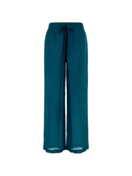 Pantaloni palazzo The Rose Ibiza de mătase cu cordon verde