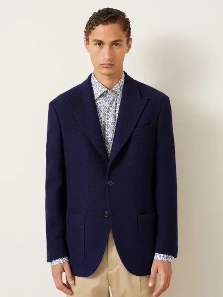 Etro Sako Regular Fit S Kašmírem tmavě modrá