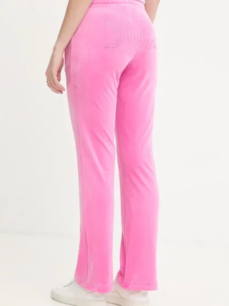Juicy Couture spodnie dresowe welurowe TINA COL OUT TR różowe