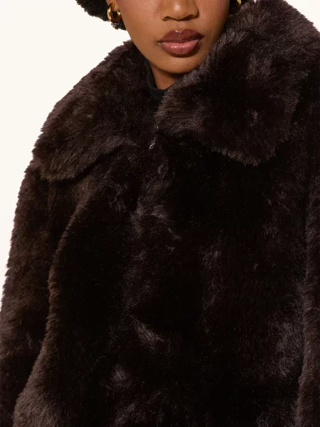 Stand Studio Bunda Z Umělé Kožešiny Aya tmavě hnědá