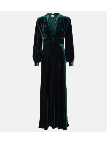 Rochie Rixo de catifea verde