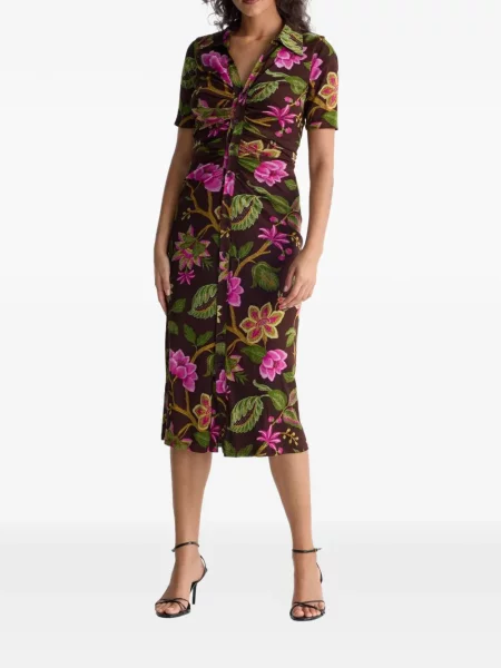 Reversibil rochie midi Dvf Diane Von Furstenberg cu volane verde
