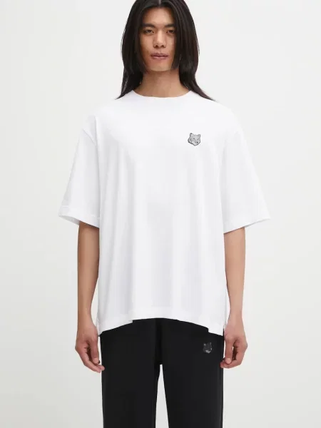 Tričko Maison Kitsuné Bold Fox Head Patch Oversize s aplikací bílá