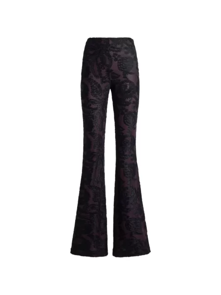 Pantaloni Etro cu model paisley din jacard evazate violet