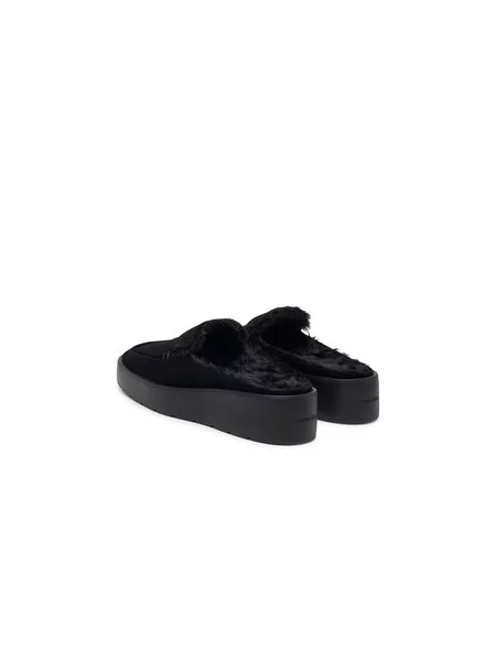 Šľapky Calvin Klein Flatform Mule Suede WL čierna