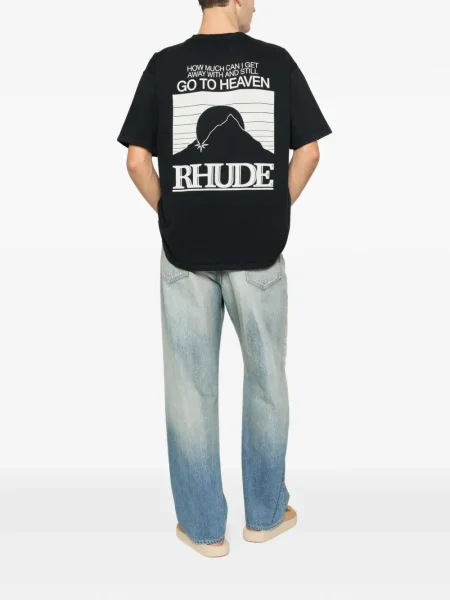 Tricou Rhude cu decolteu rotund negru