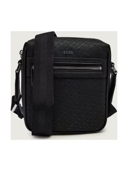 Geanta crossbody Boss din piele negru