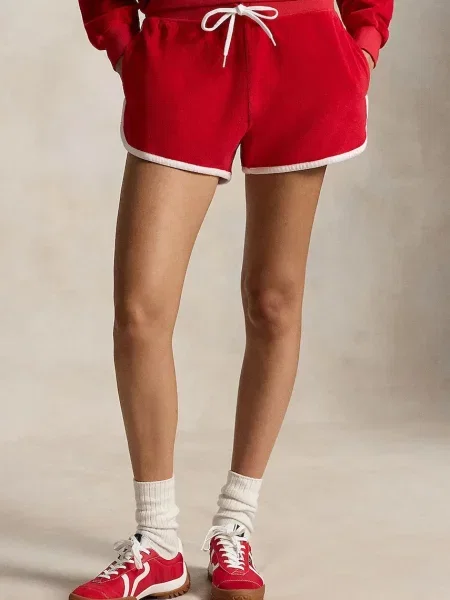 Polo Ralph Lauren kratke hlače ženske od pamuka LT WT COTTON TERRY-KNT-SHORTS crvena