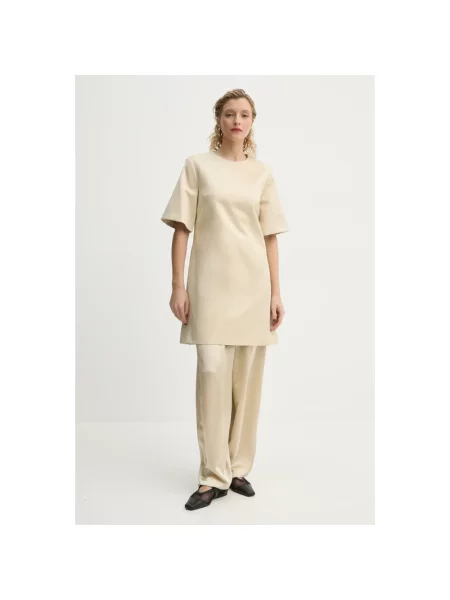 Lniana sukienka By Malene Birger beżowa