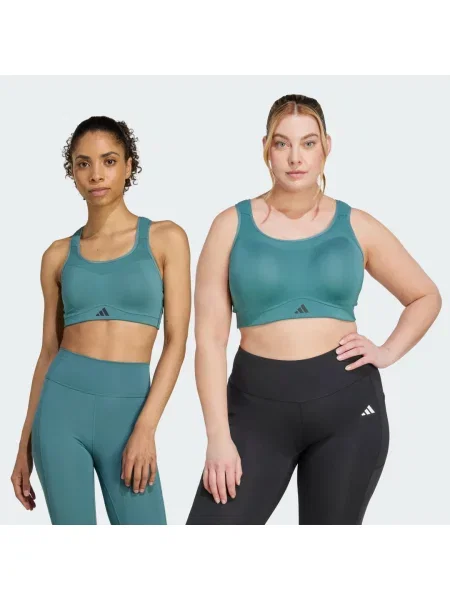 Biustonosz Adidas TLRD Impact Training High Support Turkusowy Czarny XS niebieski