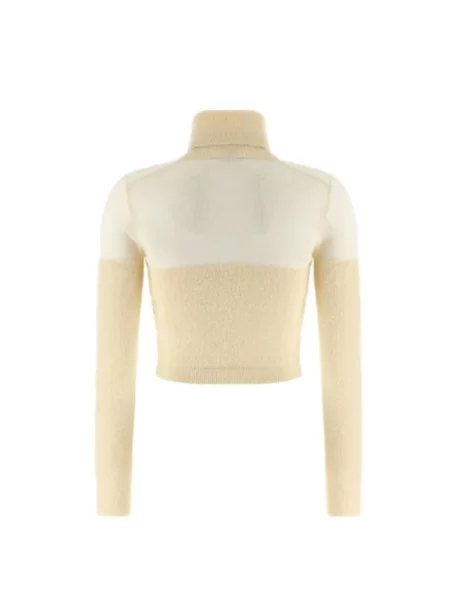 Sweter z golfem Elisabetta Franchi beżowy