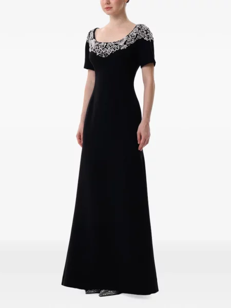 Rochie maxi Dina Melwani cu model floral negru