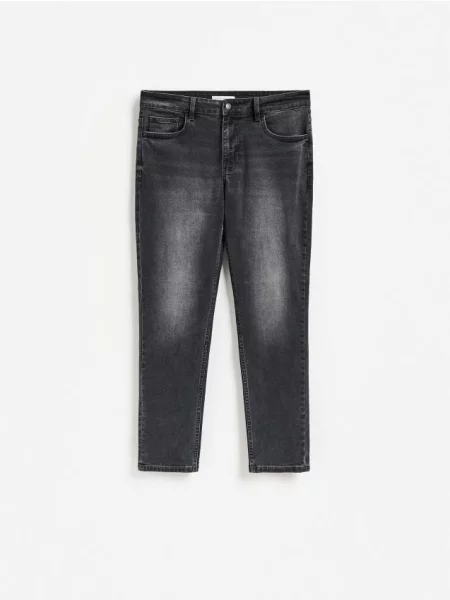 Reserved Blugi slim cu efect prespălat gri