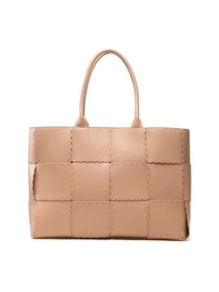Shopperka Twinset skórzana beżowa
