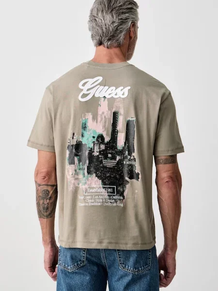 Guess tricou oversized pentru bărbați din verde