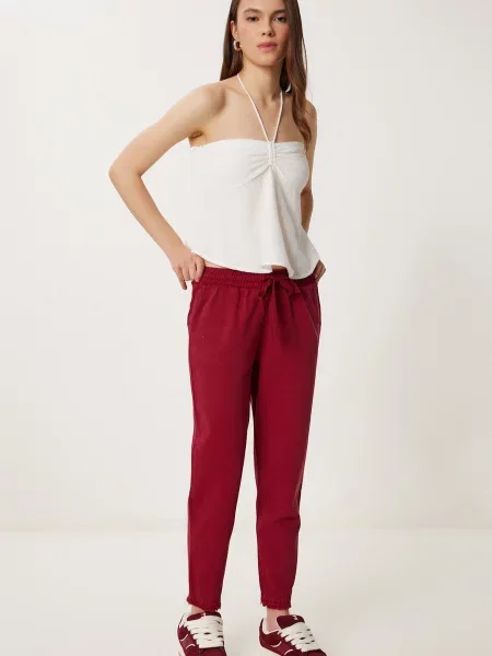 Happiness İstanbul Pantaloni burgundy roșu