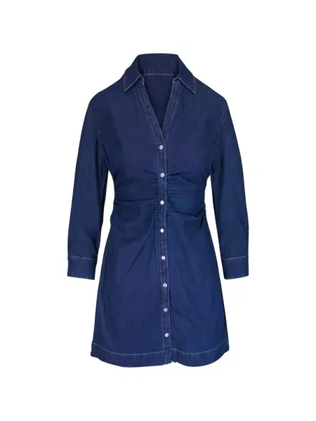 Rochie din denim Veronica Beard cu volane albastru