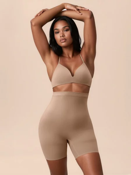 Hiccup Hlače za oblikovanje Nahtlose Shapewear-Shorts mit Hoher Taille und Formeffekt svetlo bež