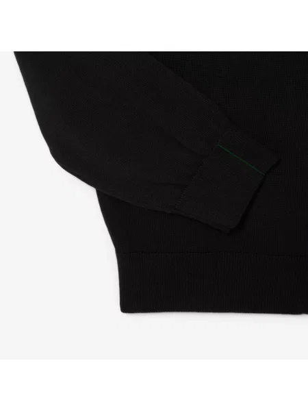 Lacoste Monochromatyczny Sweter Z Wysokim Kołnierzem I Zamkiem Błyskawicznym czarny