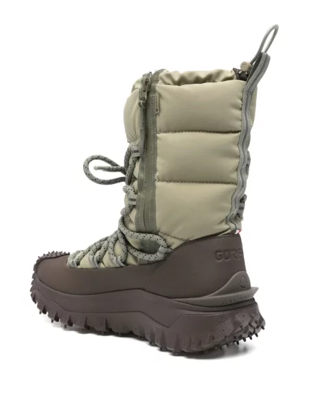 Botine Moncler cu șireturi din dantelă verde