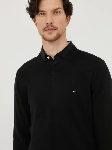 Pulover s primesjo kašmirja Tommy Hilfiger črna