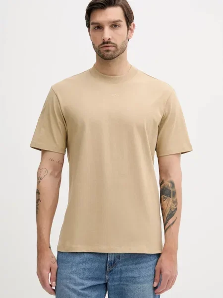 T-shirt z nadrukiem z logo model ‘Dapolino’ Hugo beżowa