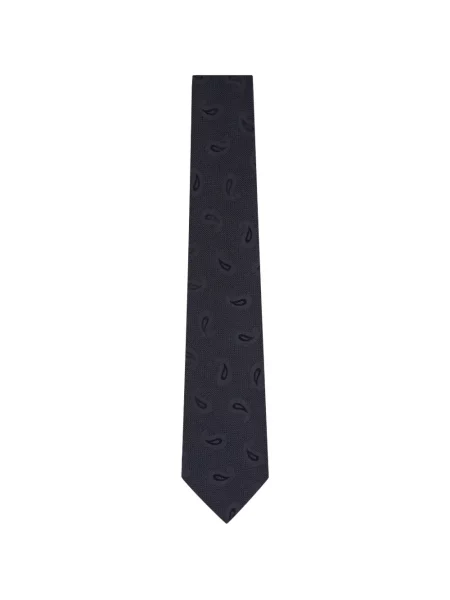 Cravată Kiton cu model paisley din jacard albastru