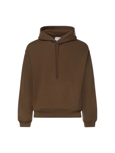Bluza z kapturem Lacoste polarowa z kapturem brązowa