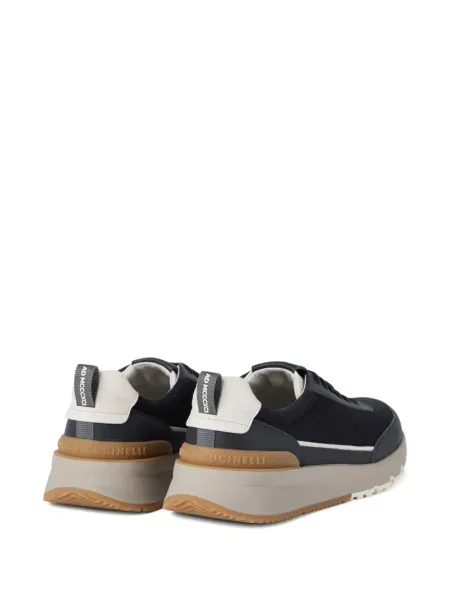 Sneakerși Brunello Cucinelli cu șireturi din piele de căprioară albastru