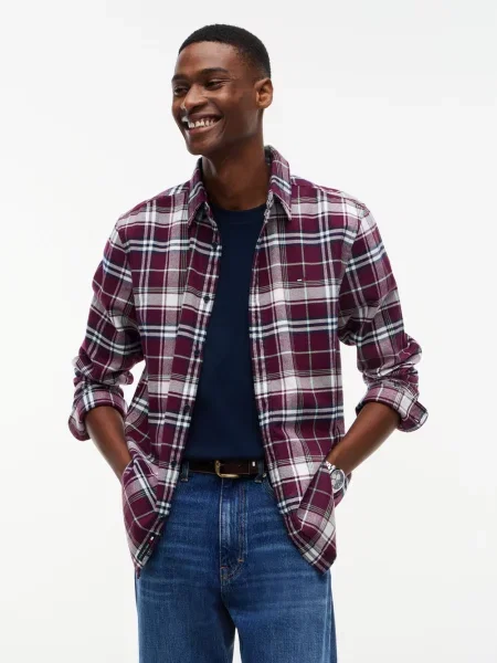 Tommy Jeans Koszule flanelowe dla kobiet Mężczyźni Regular Fit lila S