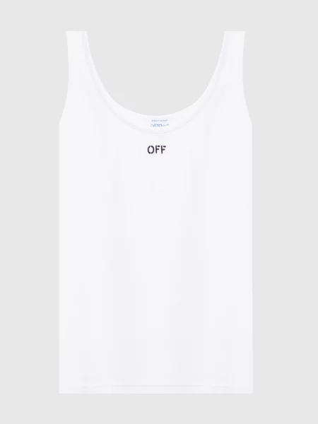 Майка в рубчик з вишивкою логотипа Off-white біла