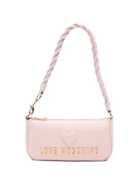 Geantă shopper Love Moschino cu motiv cu inimi cu autograf roz