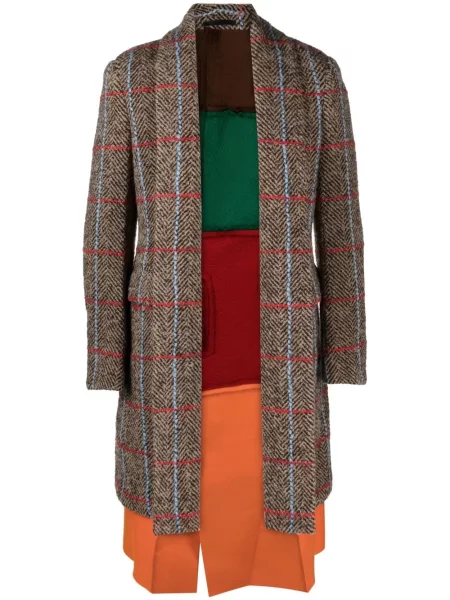 Palton Comme Des Garcons Homme Plus din tweed cu model herringbone maro