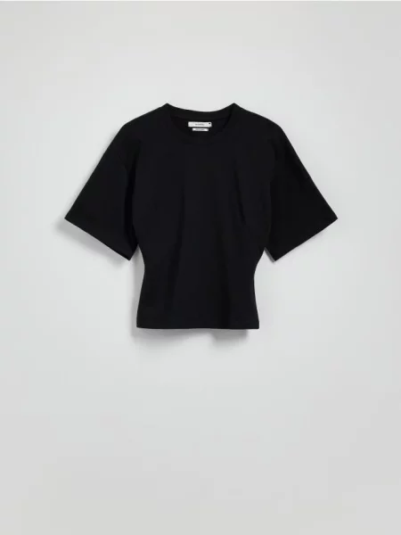 Reserved Tricou cambrat în talie negru