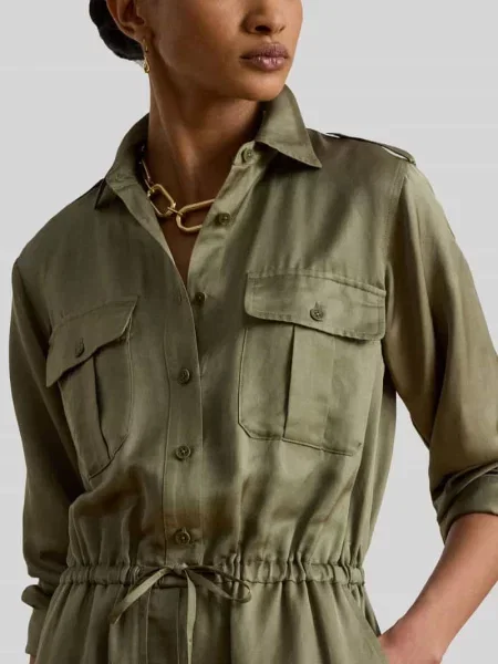 Kombinezon o kroju relaxed fit z mieszanki i lnu Lauren Ralph Lauren zielony