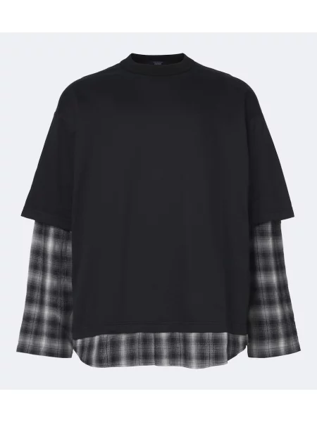 Tricou Comme Des Garçons Homme în carouri din jerseu negru