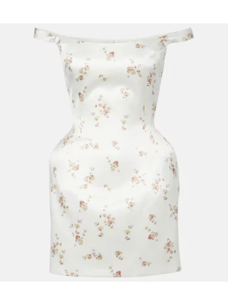 Rochie Magda Butrym de mătase cu model floral alb