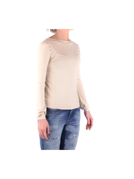 Sweter Twinset z okrągłym dekoltem biały