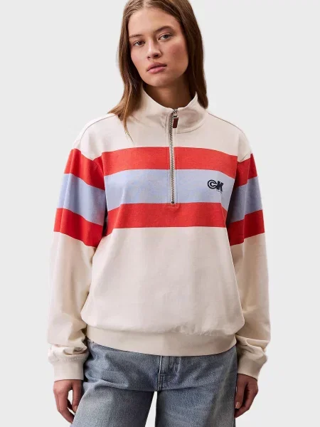 Спортивна кофта Calvin Klein Jeans з джерсі бежева