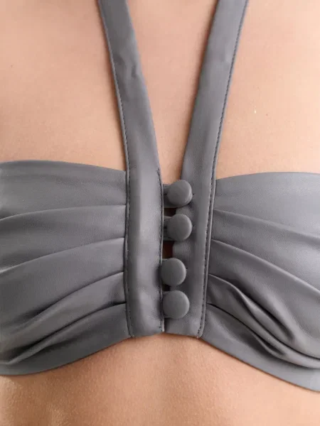 Bluzka Lika z dekoltem halter szara