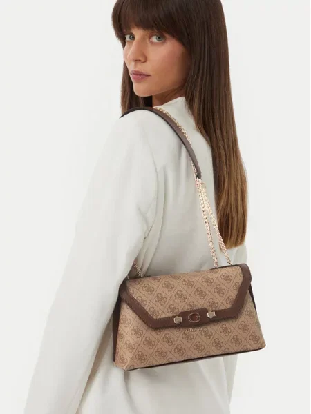GUESS Rankinė ant peties COLEEN LOGO SMALL SA ruda