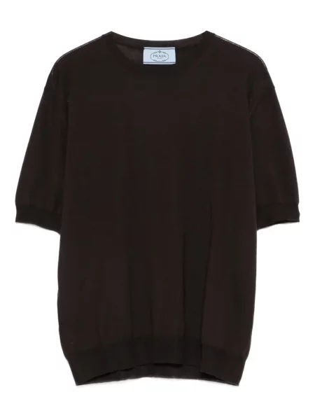 Tricou Prada scurt maro