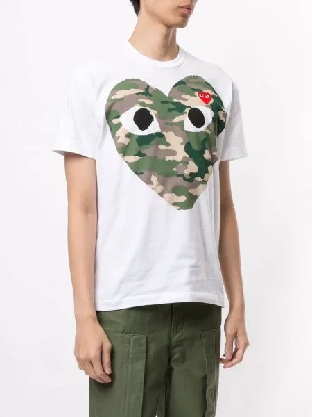 Maskáčové tričko Comme Des Garçons Play bílé