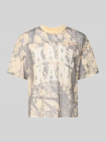 T-shirt z siateczki z logo Karl Kani beżowa