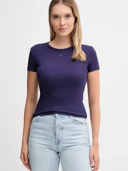 Тениска Tommy Jeans дамска бежово