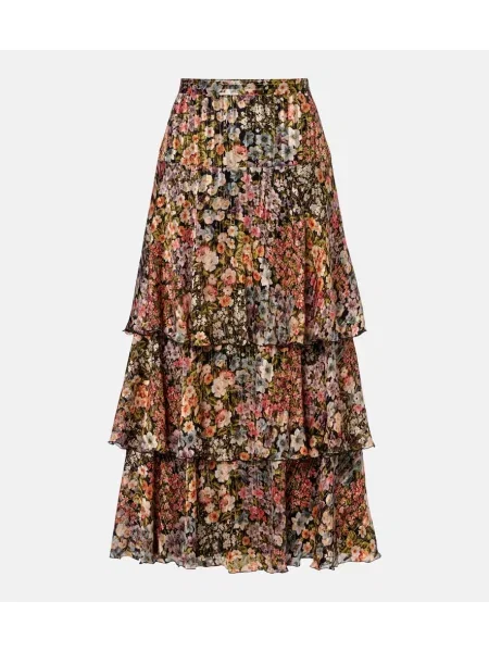 Fusta maxi Valentino de mătase cu model floral