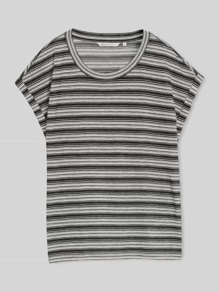 T-shirt z mieszanki krój regular fit Tom Tailor Denim czarna