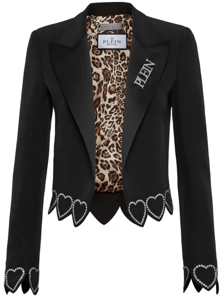 Sacou Philipp Plein cu motiv cu inimi negru
