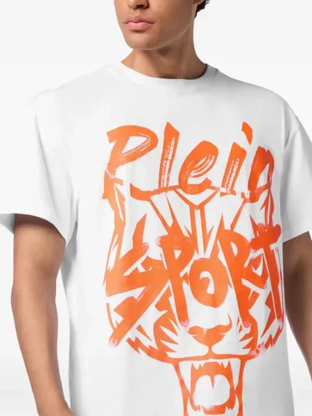 Tricou Plein Sport cu imagine cu dungi de tigru alb