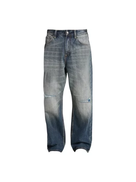 Jeansy Evisu z dziurami niebieskie
